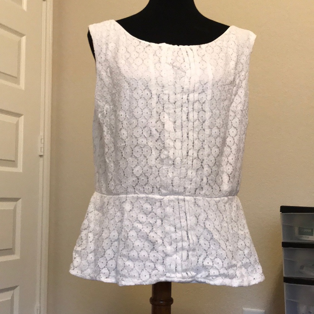 White Lace Peplum Top by Nicole Miller size XL